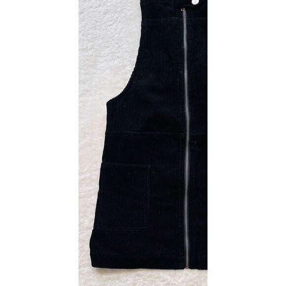 Forever 21 Black Corduroy Zip Up Overall Jumper Dress, Size Small - Picture 11 of 16